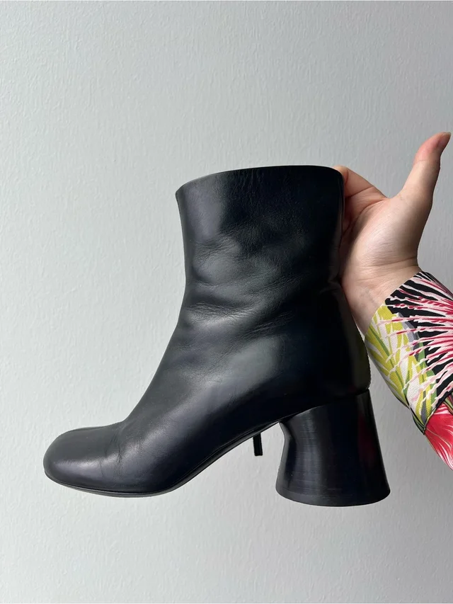 Khaite Leather Sculpted Heel Ankle Boots in black Leather from Poshmark
