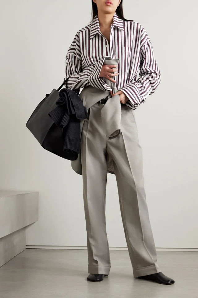 Bettter Asymmetric Pleated Wool-Blend Straight-Leg Pants, photo 2 of 4 from THE OUTNET