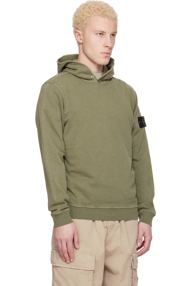 Stone Island Khaki 6100031 Malfilé Fleece Old Effect Hoodie, photo 2 of 5 from SSENSE
