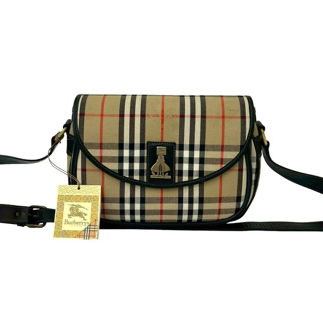 Burberry Check Canvas Leather Shoulder Bag in Canvas from LuxUness