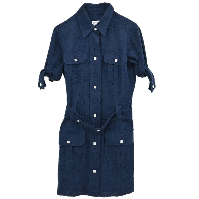 Chanel 2007 Sport Line CC Camellia Short Sleeve Dress Navy #38 in Navy from AMORE Vintage Tokyo