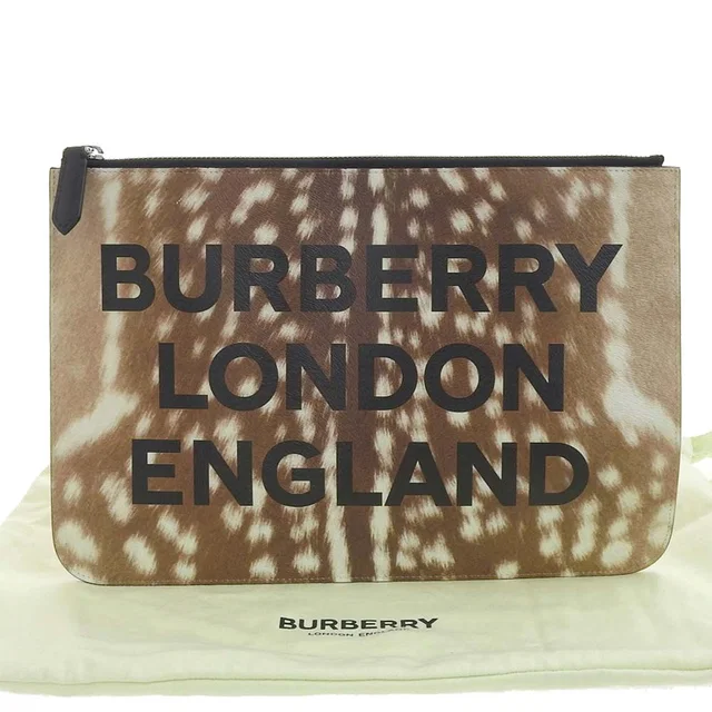 Burberry London Leopard Clutch Bag Brown in Brown Leather from LuxUness