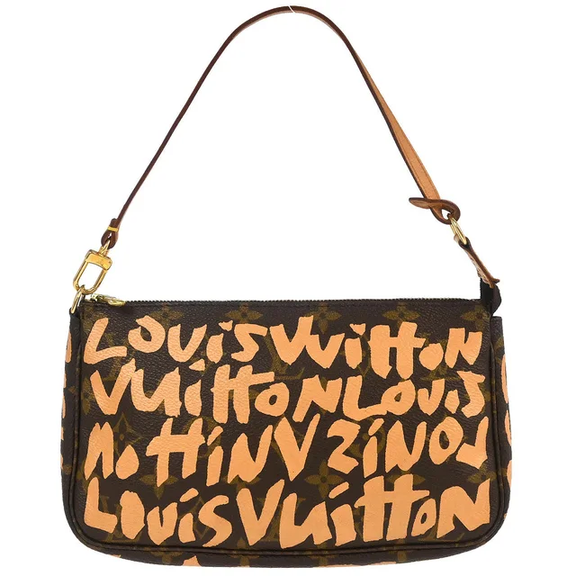 Louis Vuitton 2001 Beige Graffiti Pochette Accessoires Handbag in Beige Canvas from AMORE Vintage Tokyo