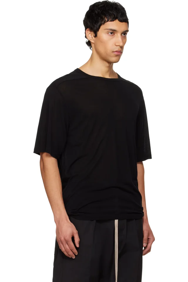 Rick Owens Black Temple Brad Silk T-shirt, photo 2 of 4 from SSENSE