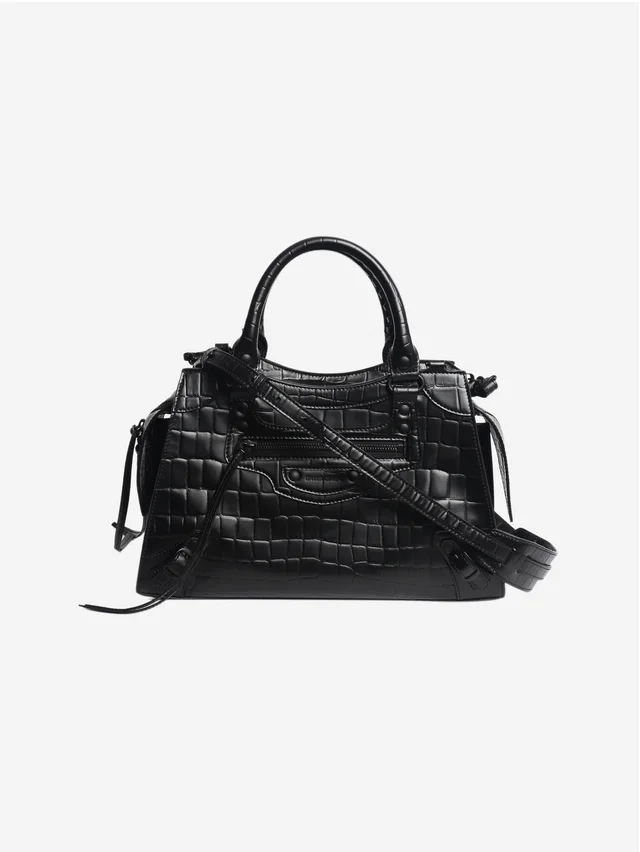 Balenciaga Black croc embossed neo city bag in Black Crocodile from Sign of the Times