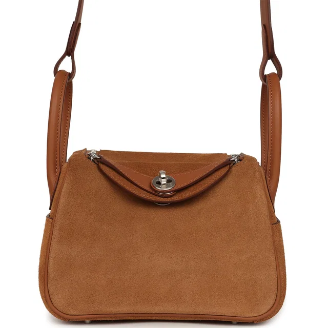 Hermès Mini Lindy II Chamois Grizzly Gold Swift Palladium Hardware in Gold Swift leather from Madison Avenue Couture