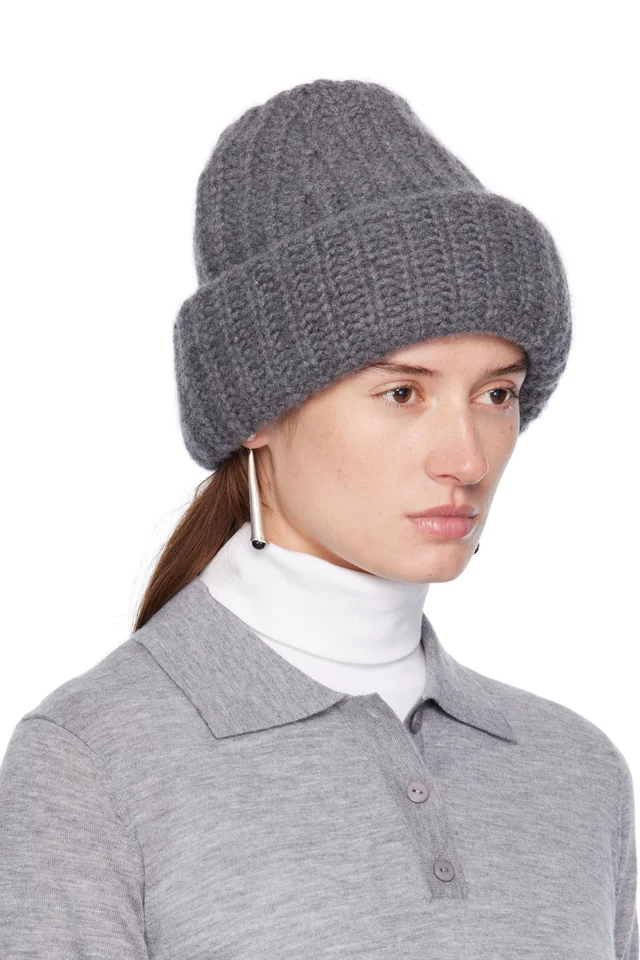 LISA YANG Gray 'The Beatris' Beanie, photo 2 of 3 from SSENSE