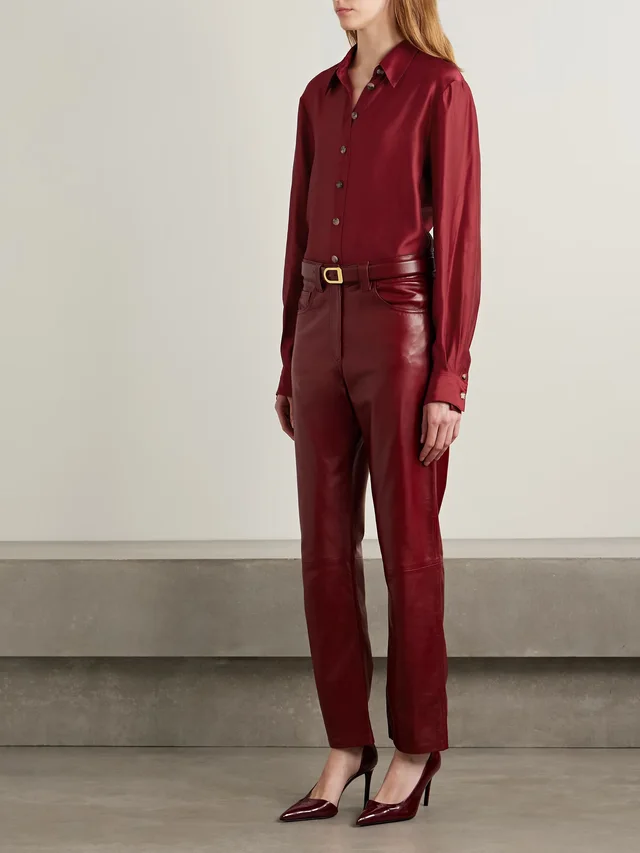 KHAITE Auryn satin-twill shirt in Red, photo 2 of 2 from NET-A-PORTER (Canada)