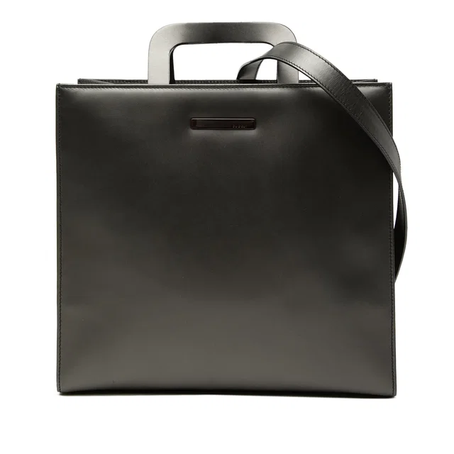Black Gucci Tom Ford Calfskin Convertible Tote Satchel in Black Calfskin from Designer Revival