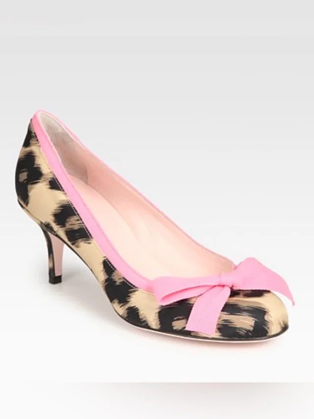 REDValentino Leopard Print Pink Bow Kitten Heels Pumps 37.5 Made Italy in pink|red Leather from Poshmark