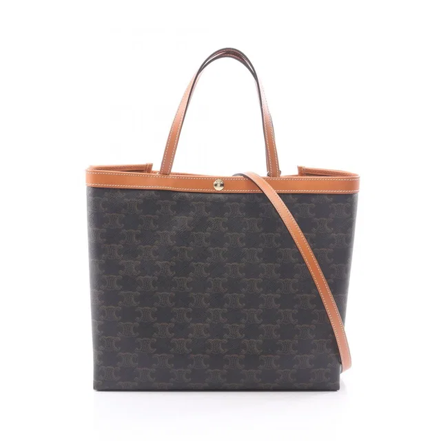 Celine Tote Bag Small Square Cabas Triomphe Leather 2-Way Shoulder in Leather from The Reluxe
