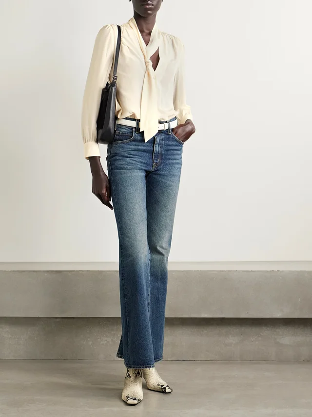 NILI LOTAN Colt pussy-bow silk crepe de chine blouse in White, photo 2 of 2 from NET-A-PORTER (Canada)