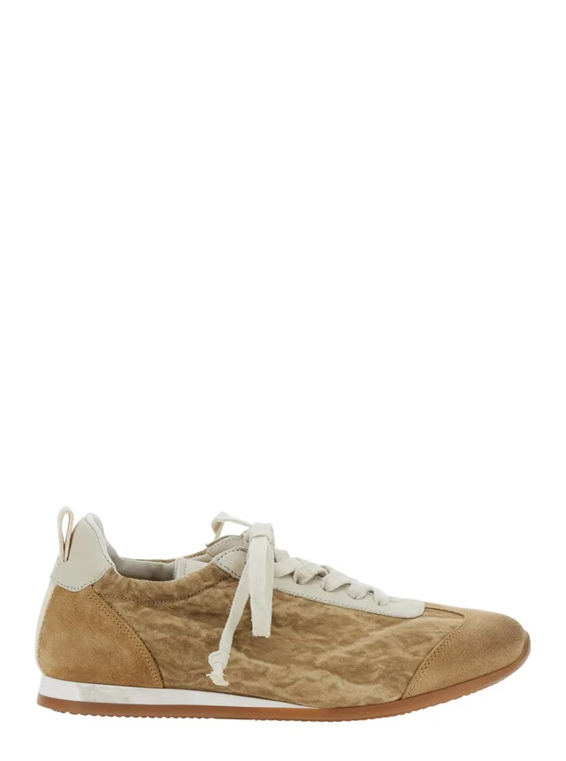 UMA WANG Beige Low Top Sneakers with lace-up closure on the front in ecosuede for women in Beige 40% Viscose 35% Labradorite 25% Linen, photo 2 of 8 from Gaudenzi Boutique