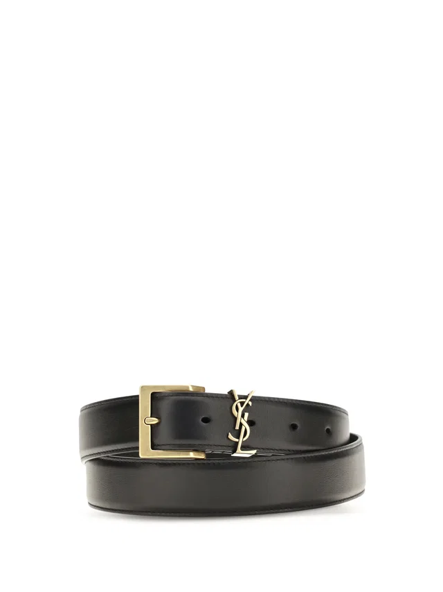 Saint Laurent Box Laque Belt — Black Nero Calf Leather Bos Taurus in Black Calfskin from HEWI