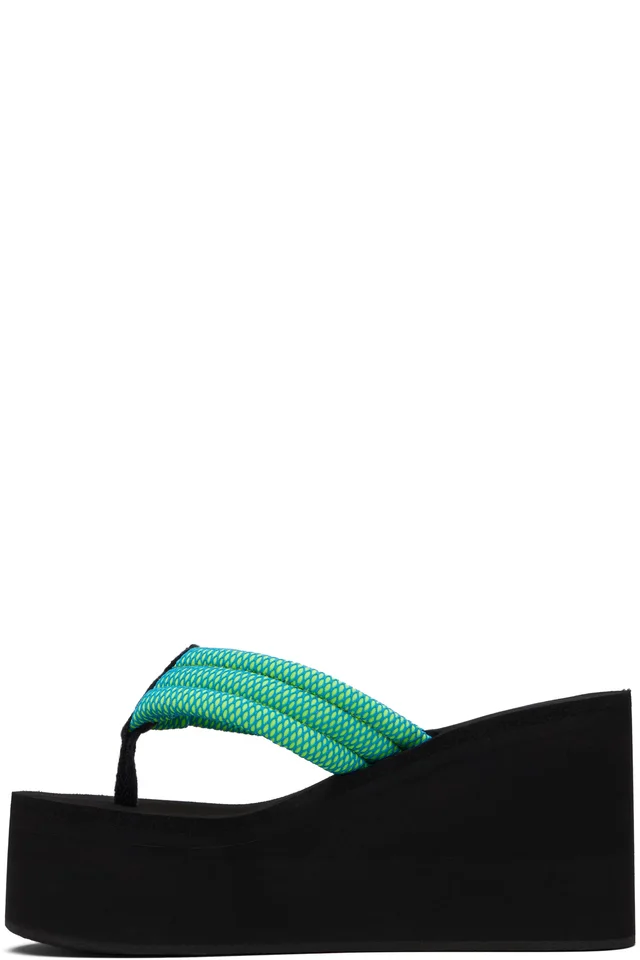 Coperni Black & Green Wedge Heeled Sandals, photo 3 of 5 from SSENSE