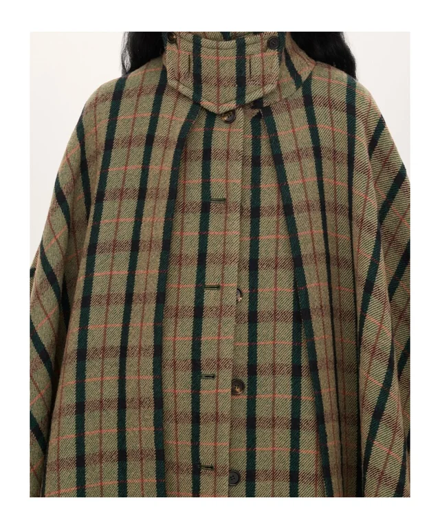 Chloé Brushed Check Layered Long Cape Coat, photo 2 of 2 from SENSER