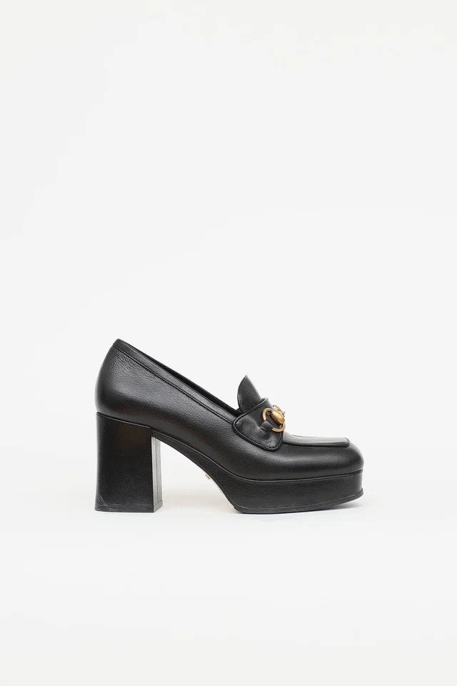 Gucci 1953 Horsebit Platform Heeled Loafer in Leather from VSP Consignment