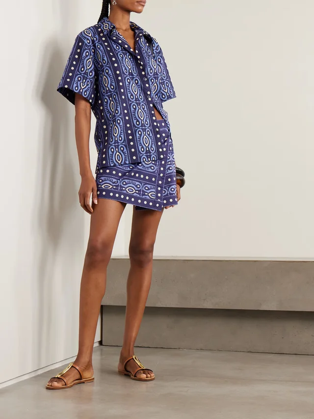 JOHANNA ORTIZ Hunting Roots printed cotton mini wrap skirt in Blue, photo 2 of 2 from NET-A-PORTER (Canada)
