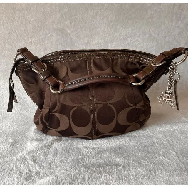 Coach Signature 12675 Hobo Shoulder Bag Gold Brown Medium Monotone Purse in gold|brown|red Canvas from Poshmark