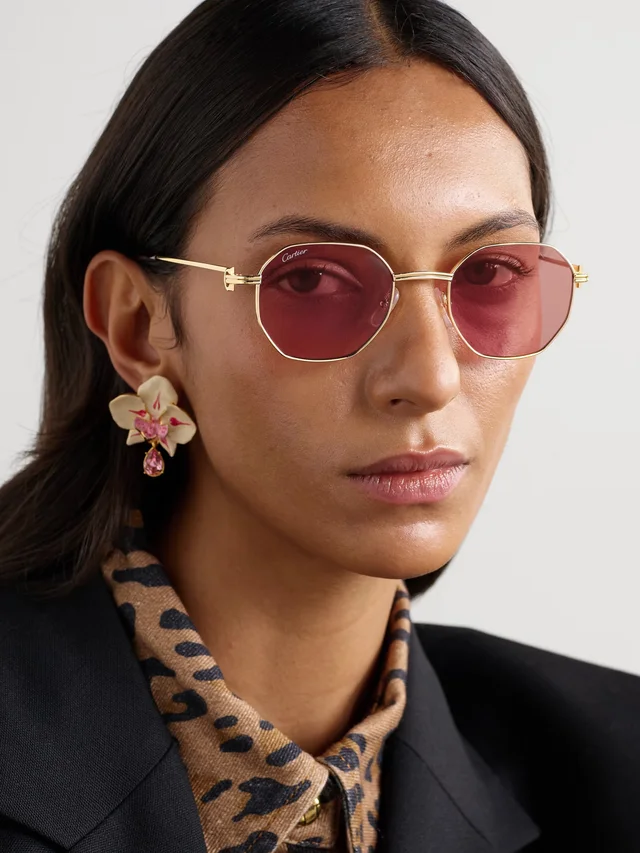 CARTIER EYEWEAR Hexagon-frame gold-tone sunglasses in Metallic, photo 2 of 2 from NET-A-PORTER (Canada)