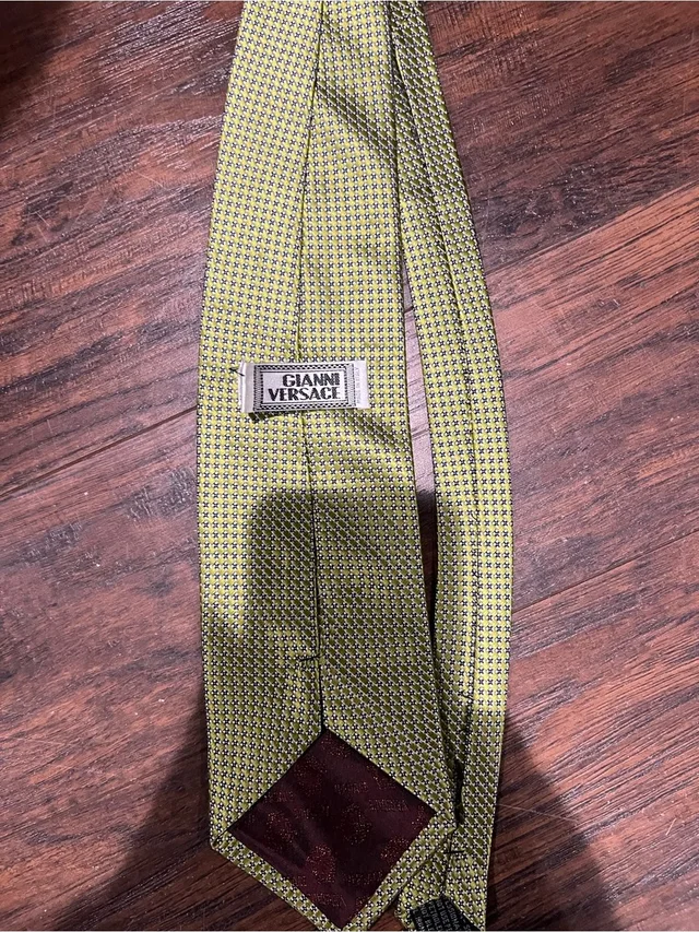 Versace Men's Yellow Micro-Pattern Silk Tie in green|yellow Silk from Poshmark