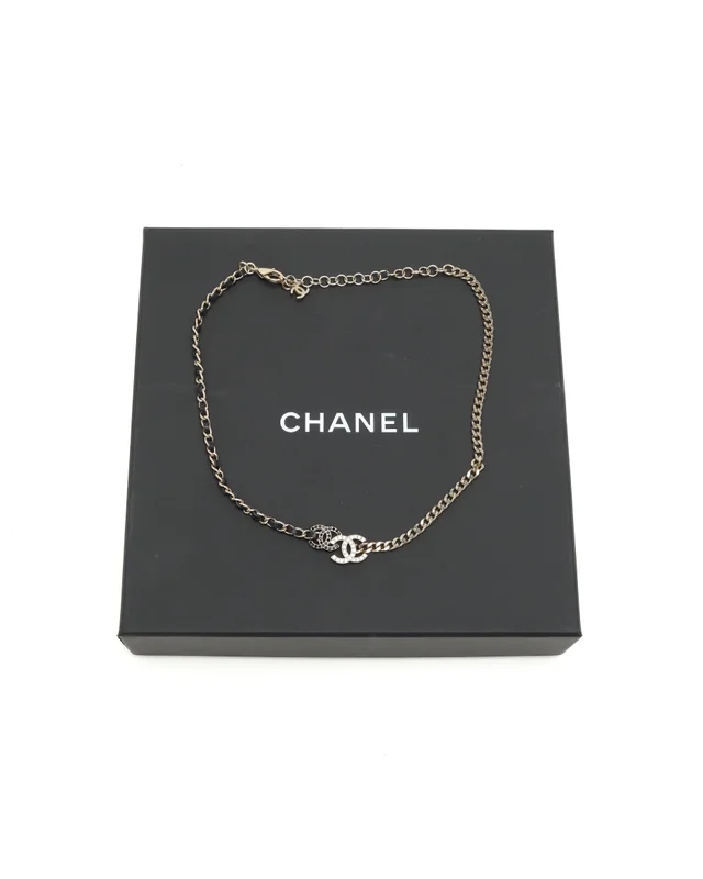 Chanel Coco Mark Rhinestone Choker in Woven leather from A Retro Tale, photo 2 of 5