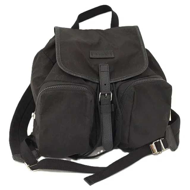 Gucci Backpack Nylon Leather Black in Black Nylon from The Reluxe