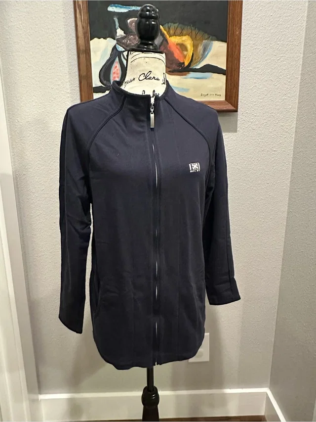 Escada Sport Navy Zip-Up Top With Branded Silver Pull in blue from Poshmark
