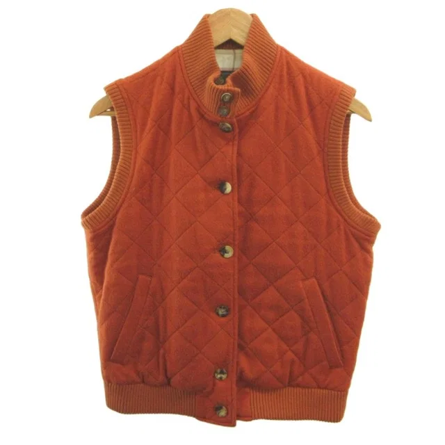Loro Piana Cashmere Knit Vest Orange Lining Check Pattern Quilted Top M in Orange Cashmere from The Reluxe