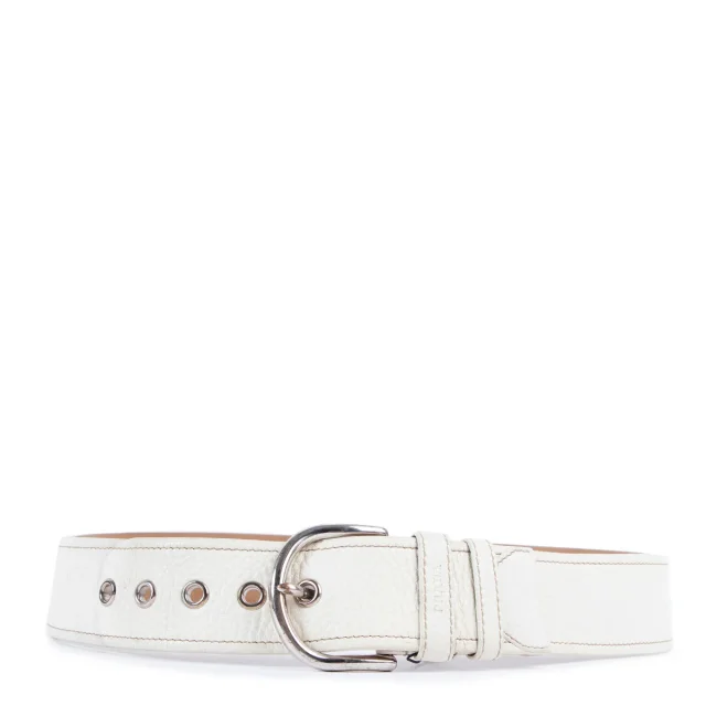 Prada Grained Leather Belt - Size 90 in White Caviar leather from Labellov, photo 3 of 4