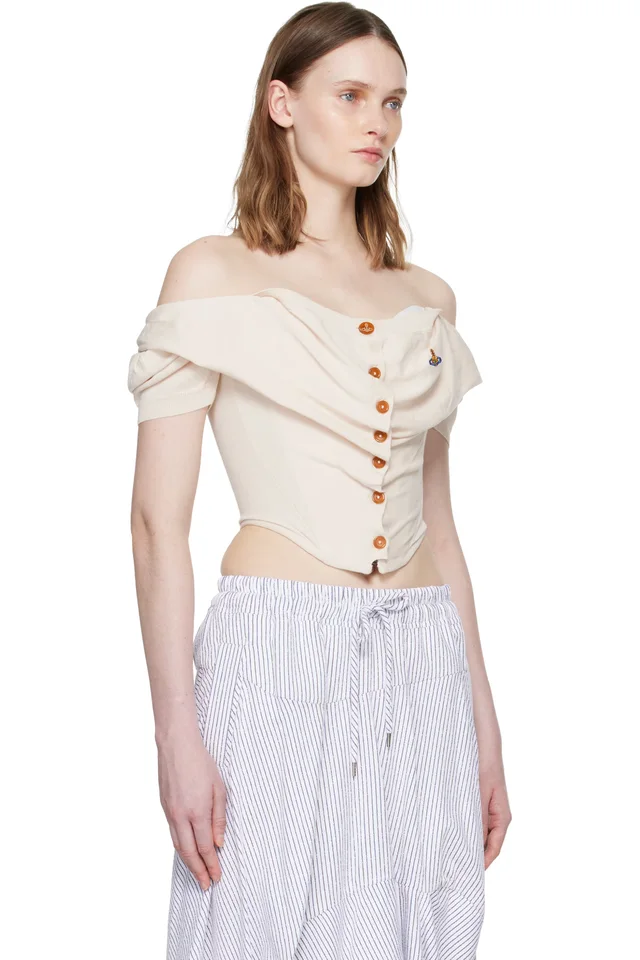 Vivienne Westwood Off-White Short Sleeve Bea Corset Cardigan Blouse, photo 2 of 4 from SSENSE
