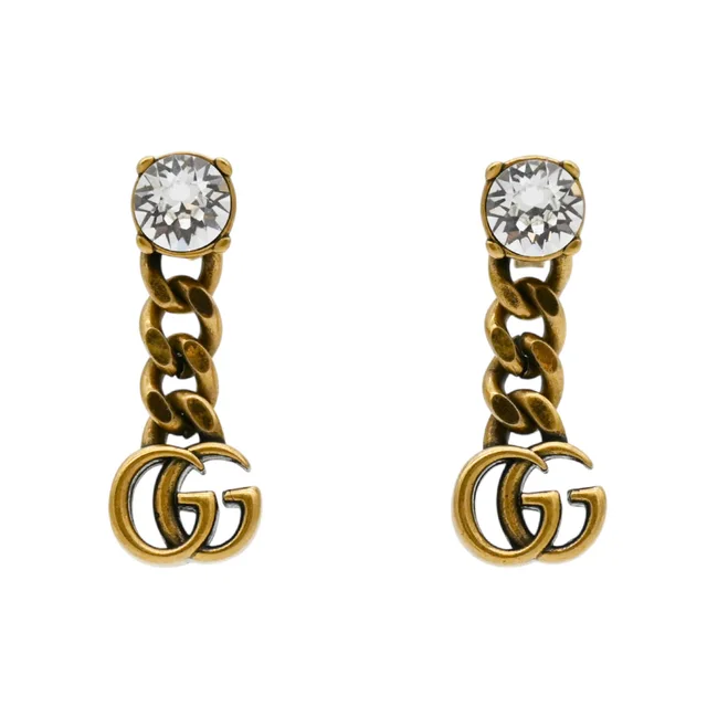 Gucci GG Crystal Drop Earrings from Clotheshorse Anonymous