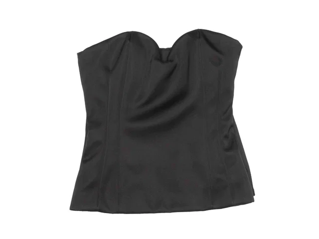Black Lanvin Strapless Corset Top Size FR 34 in Black Satin from Designer Revival
