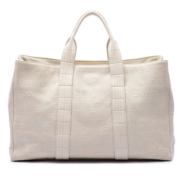 White Chanel Embossed Lambskin 31 Rue Cambon Tote in White Lambskin from Designer Revival