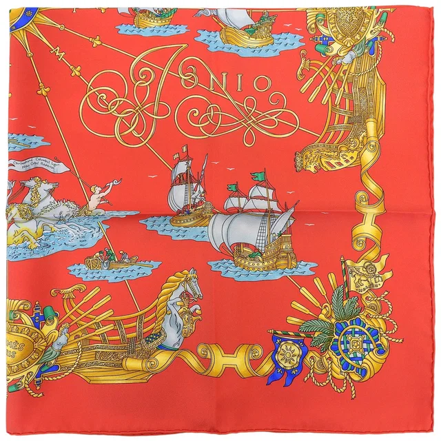 Hermès Carré 90 OILES DE LUMIERE Scarf Red in Red Silk from VINTAGE QOO TOKYO