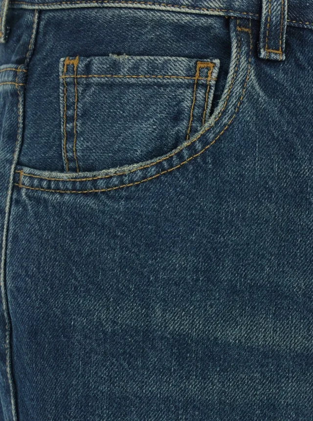 HAIKURE Blue Jeans with Logo Patch on the Back and Faded Effect in Blue Denim for Women in Blue, photo 5 of 6 from Gaudenzi Boutique