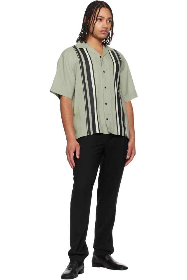 Hugo Green Striped Shirt, photo 4 of 4 from SSENSE