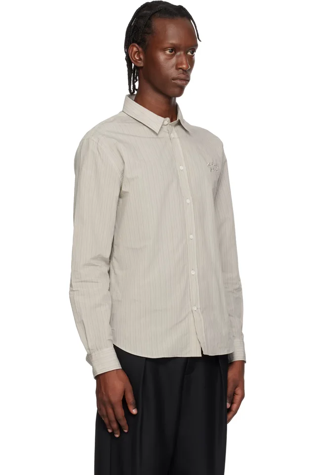 Beige 'Maison Kitsuné' Handwriting Casual Shirt, photo 2 of 4 from SSENSE