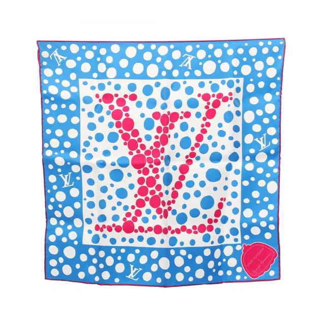 Scarf LV YK Carre 45 Infinity Dot Blue Silk YK Yayoi Kusama in Blue Silk from The Reluxe