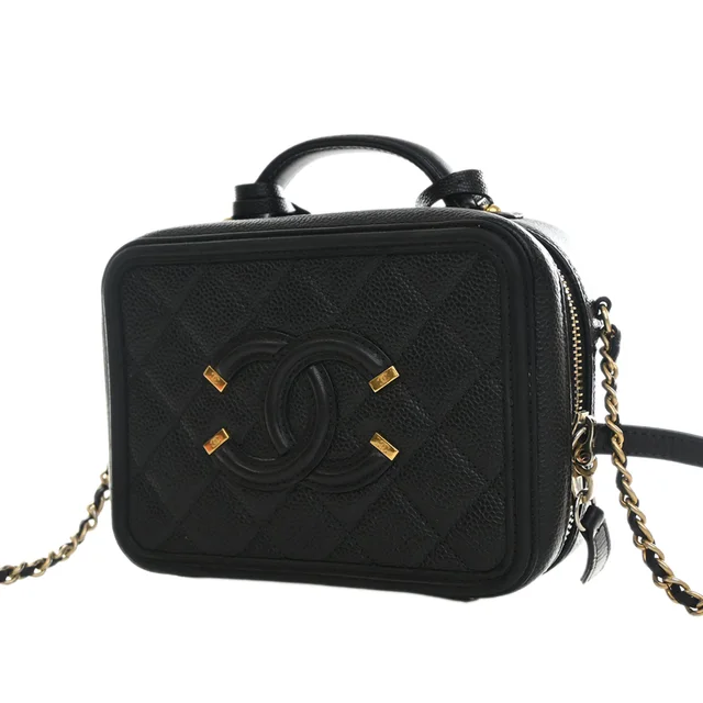 Black Chanel Small Caviar CC Filigree Vanity Case Satchel in Black Caviar leather from Designer Revival, photo 2 of 2