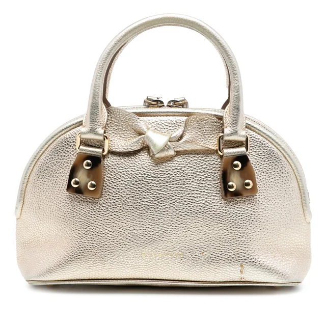 Gold Burberry Small Grained Calfskin Bloomsbury Top Handle Bag Satchel in Gold Caviar leather from Designer Revival, photo 1 of 1