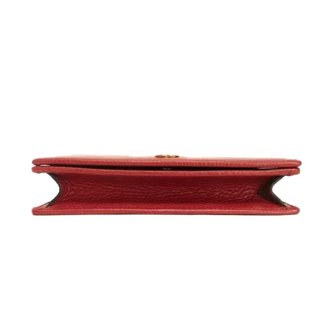Gucci GG Marmont Textured Leather Chain Wallet in Red Calfskin from LuxUness, photo 12 of 14