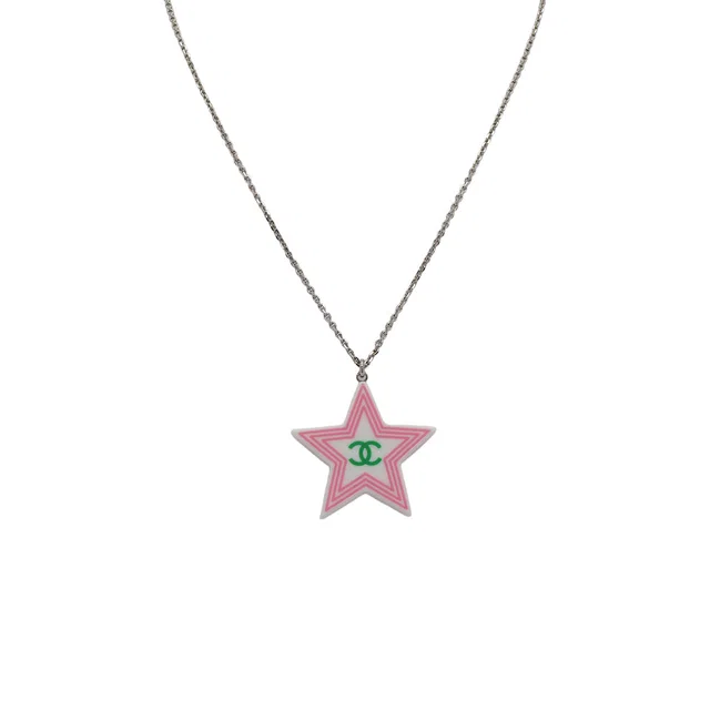 Chanel Vintage Necklace Star Cocomark White Accessory 04C in White from Luxury Promise
