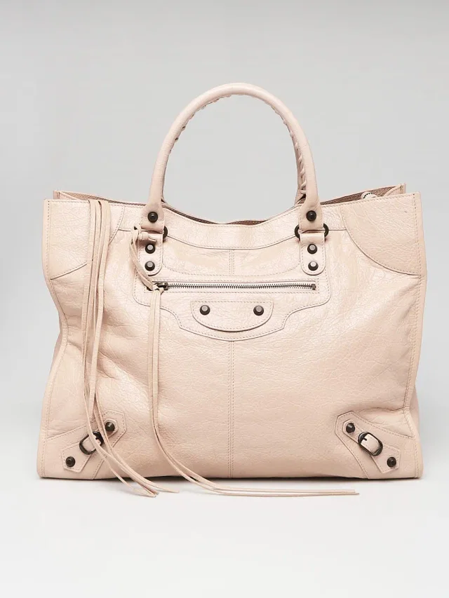 Balenciaga Rose Aubepine Lambskin Leather Monday Bag in Pink Lambskin from Yoogis