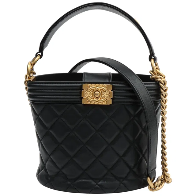 Boy Chanel Box 2-Way Bag, Black, Made around 2021 in Black Calfskin from VINTAGE QOO TOKYO