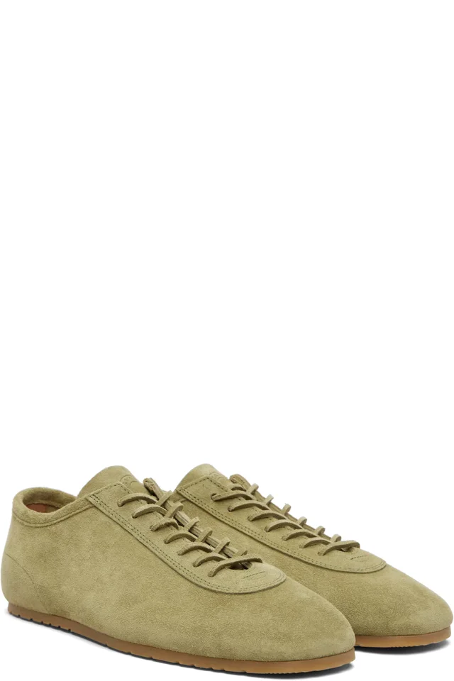 Dries Van Noten Khaki Suede Sneakers, photo 4 of 5 from SSENSE