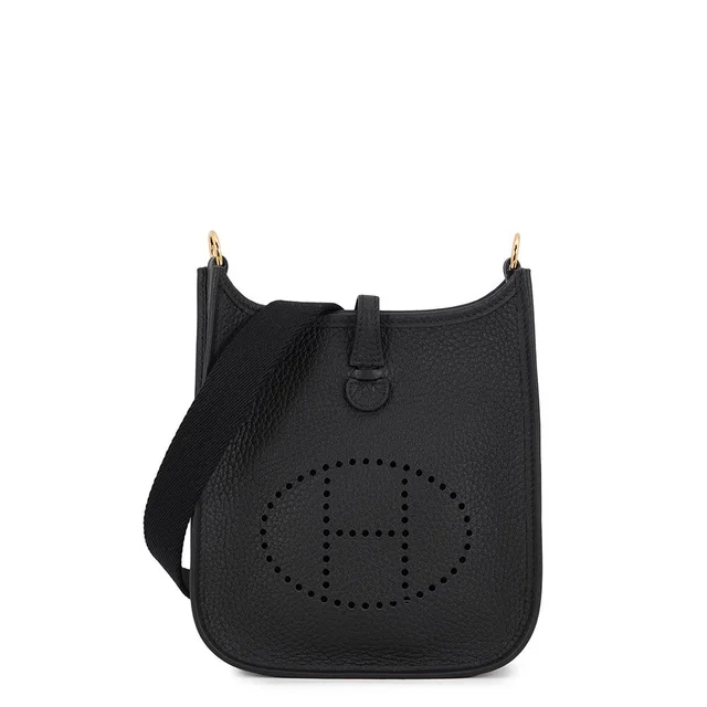 Hermès Evelyne Long Amazon Black Taurillon Clemence Size TPM in Black Clemence leather from GALLERY RARE