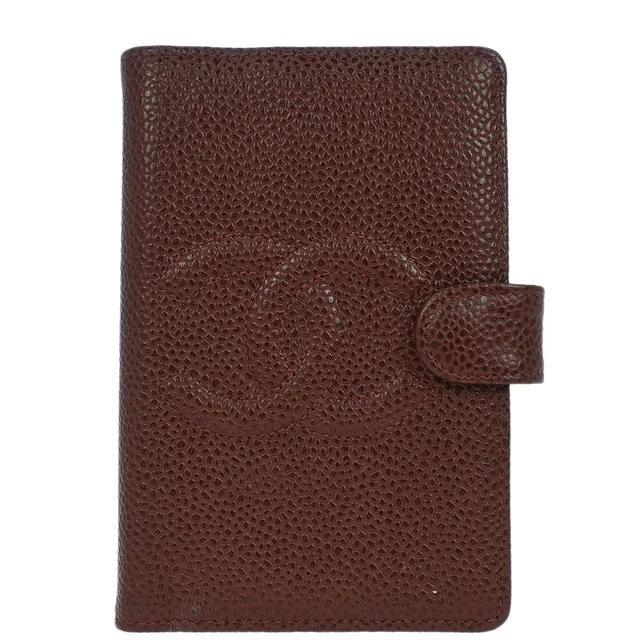 Chanel 1997-1999 Brown Caviar Note Book Cover Small Good in Brown Caviar leather from AMORE Vintage Tokyo
