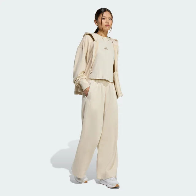 Adidas ALL SZN Fleece Loose Wide-Leg Pants in Beige, photo 3 of 6 from adidas (US)