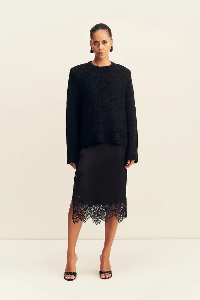 Shona Joy KORINE BOUCLE KNIT WITH SHOULDER PAD - BLACK from Shona Joy, photo 1 of 1